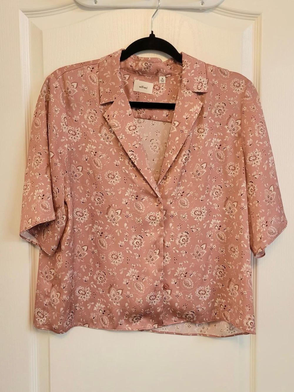 Wilfred Dusty Rose Floral Button-Front Short Sleeve Flowy Top